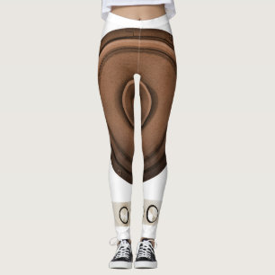 Leggings Altavoces retro: marrón, blanco aislado.