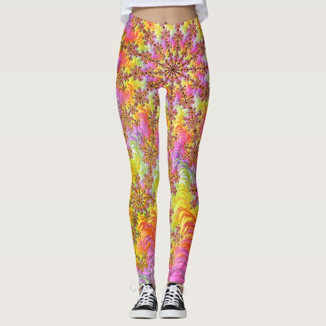 Leggings Alucinante Groovy Funky Psicodélico Fractal Explos (Anverso)
