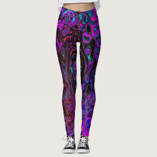 Leggings Alucinante Remolino Líquido Retro de Negro y Magen