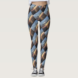 Leggings Amanecer del océano artificial rosa y azul ceruleñ