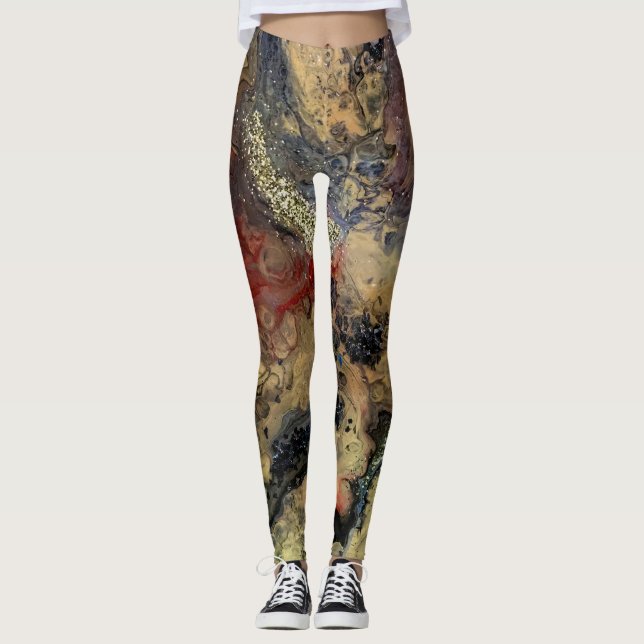 Leggings Amanecer en la pintura del desierto en tonos arena (Anverso)