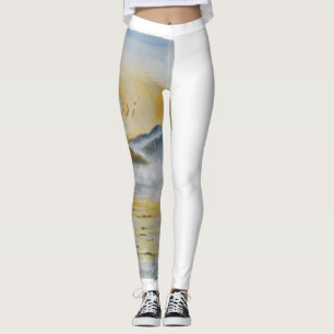 Leggings Amanecer veraniego sobre montañas y lago Misty - W