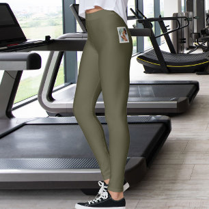 Leggings Amante de gato personalizado oscuro oliva cálido n