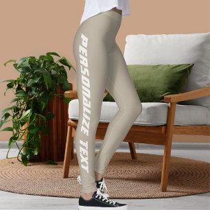 Leggings Amante de gato personalizado Pet Mom cálido taupe