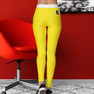 Leggings Amante de gatos cálido neutro rayas amarillas bril