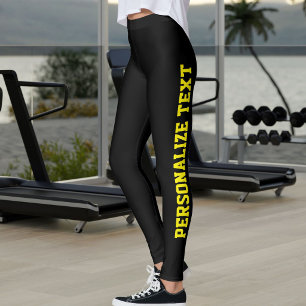 Leggings Amante de Gatos Mamá de Mascotas Negros y Amarillo