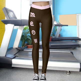 Leggings Amante de Gatos Mascota Meow Pata Café Marrón Raya