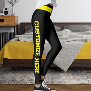Leggings Amante de gatos personalizado negro amarillo hecho