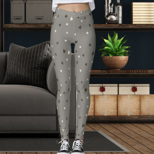 Leggings Amante de las Mascotas Moderno Patrón de Gato Gris