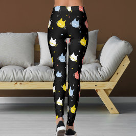 Leggings Amante de las Mascotas Negro Rojo Amarillo Patrone