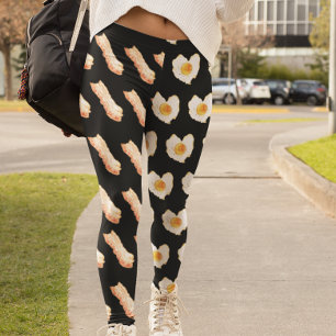 Leggings Amante del desayuno de tocino y huevos acuarela