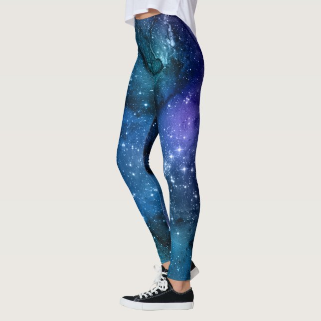 Leggings Amantes de Galaxy Starry Space Blue Sky White Spar (Izquierda)