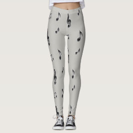 Leggings Amantes de la música Nota musical Negro y Gris