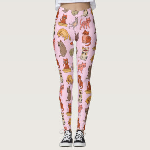 Leggings ¡Amantes del gato! Gatos juguetones en piernas ros