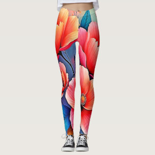 Leggings Amapolas Elegantes: Arte de la Naturaleza Radiante