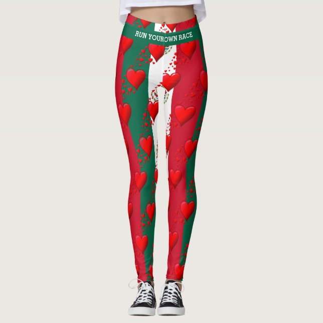 Leggings AMAR LA Bandera MÉXICO Corazones Rojos CORREN TU C (Anverso)