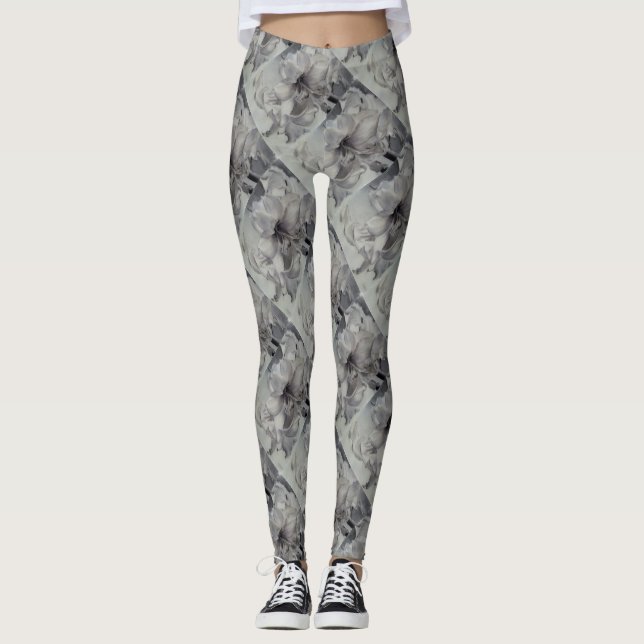 LEGGINGS AMARILIS NEGRO Y BLANCO | LEGADOS FLORALES (Anverso)