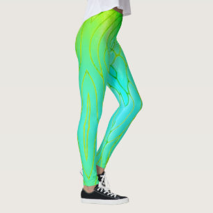 Leggings Amarillo brillante, verde y Verde azulado
