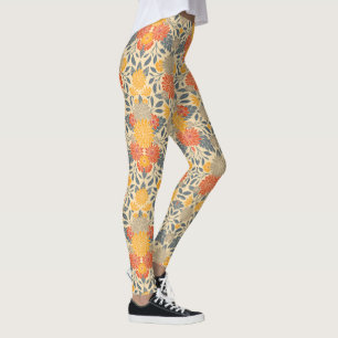 Leggings Amarillo cálido, Naranja y floral azul