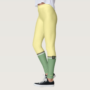 Leggings Amarillo claro simple y color espárrago verde dos