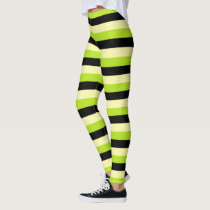 Leggings Amarillo claro, verde lima y rayas negras