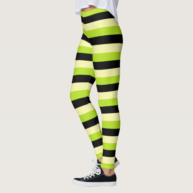 Leggings Amarillo claro, verde lima y rayas negras (Izquierda)