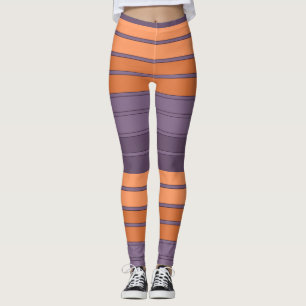 Leggings Amarillo con patrón de rayas lilas