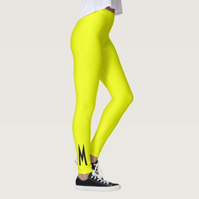 Leggings Amarillo fluorescente neón moderno simple (Derecha)