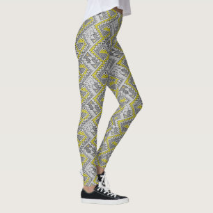 Leggings Amarillo gris del modelo geométrico peruano triba