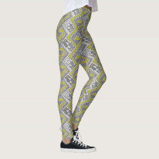Leggings Amarillo gris del modelo geométrico peruano tribal