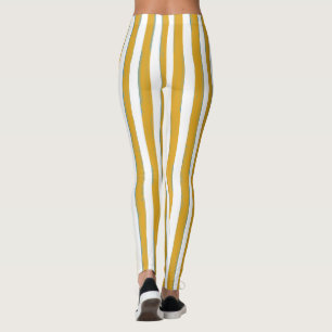 Leggings Amarillo Mostaza y Rayas Verticales Pintadas a Man