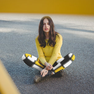 Leggings Amarillo negro revestido