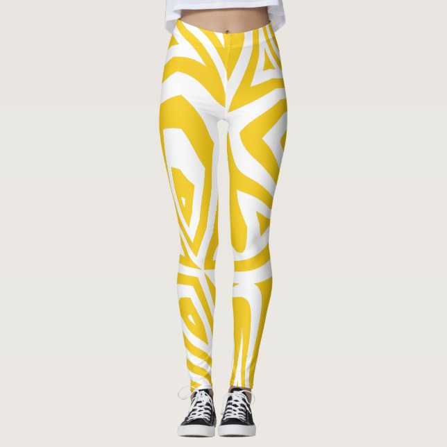 Leggings Amarillo Resumen Zebra Imprimir Mujeres Leyendas (Anverso)