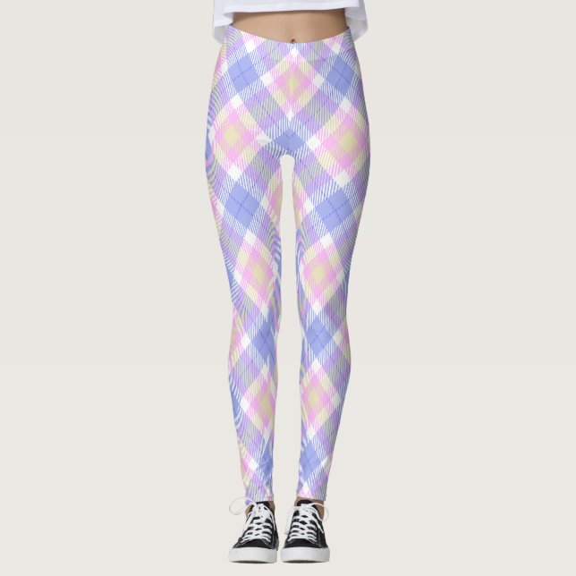 Leggings Amarillo rosa rosa azul trenzado (Anverso)