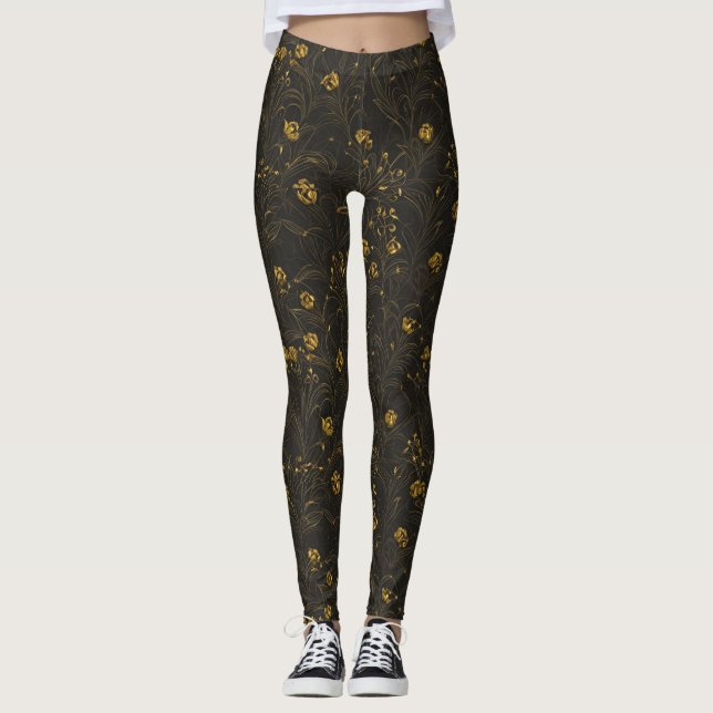 Leggings Amarillo sobre negro (Anverso)