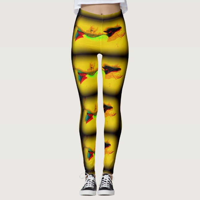 Leggings amarillo trigueno de las sirenas de la verde-cola (Anverso)
