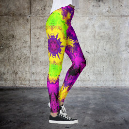 Leggings Amarillo verde psicodélico y morado