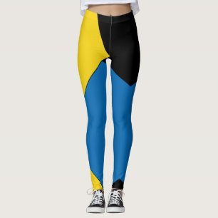 Leggings amarillo vintage y azul Resumen Bloqueo de color n