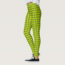 Leggings Amarillo y Green Pied De Poule Houndstooth