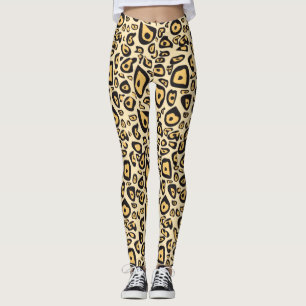 Leggings Amarillo y Naranja de la luz jaguar de impresión
