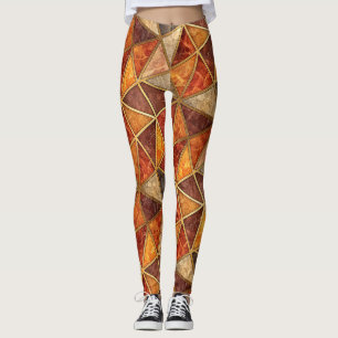 Leggings Ámbar Fundido y Geométrico Carmesí - Mosaico de Má