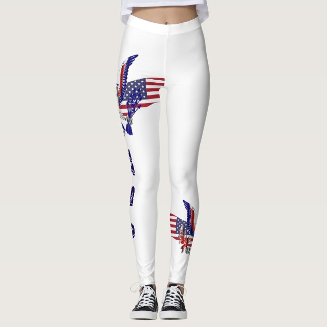 Leggings American Eagle patriótico, bandera y escudo (Anverso)
