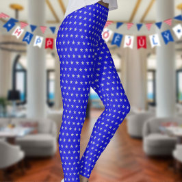 Leggings Americana Star Spangled Silver Stars On Blue