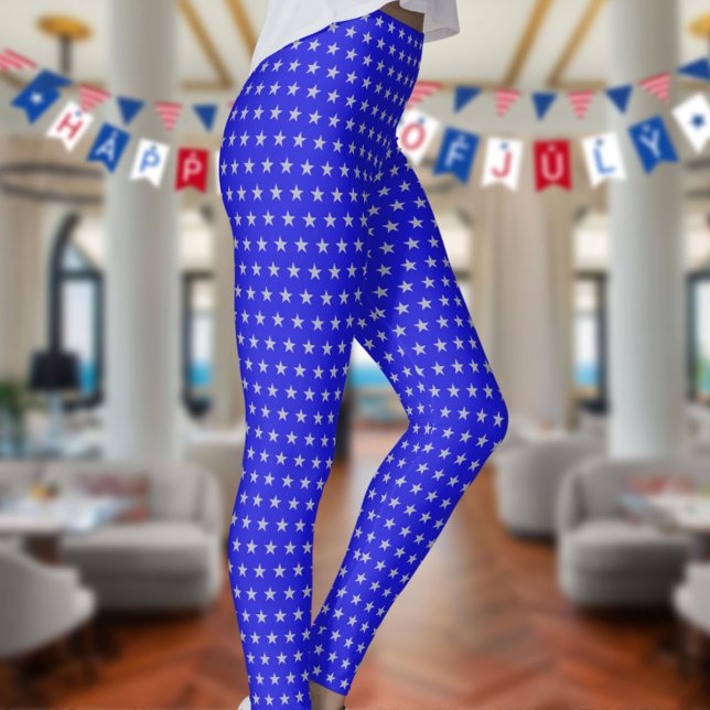 Leggings Americana Star Spangled Silver Stars On Blue (Subido por el creador)