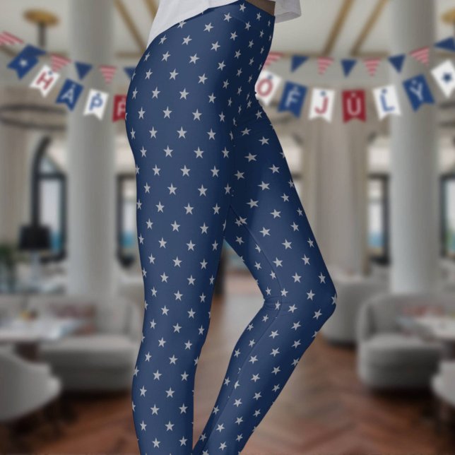 Leggings Americana Star Spangled Silver Stars On Navy 2 (Subido por el creador)