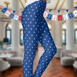 Leggings Americana Star Spangled Silver Stars On Navy 3