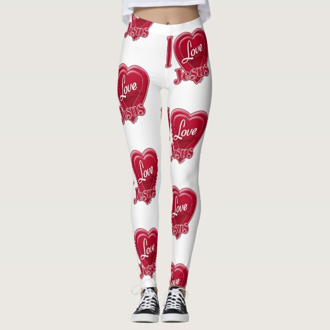 Leggings Amo a Jesús Corazón Rojo (Anverso)