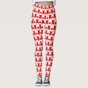 Leggings Amo Canadá Bandera Canadiense Manzana de hojas de 