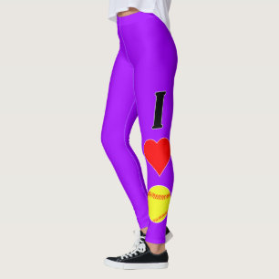 Leggings Amo las polainas de encargo del color del softball