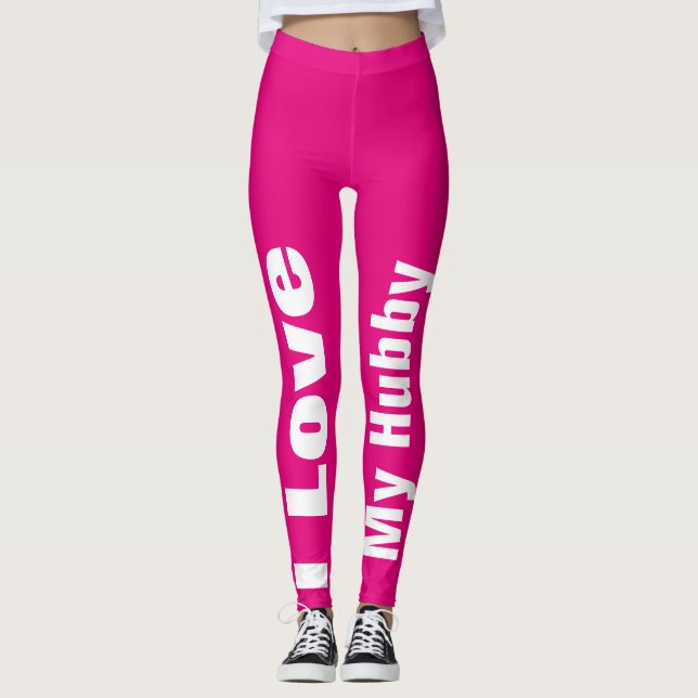 Leggings Amo mi moda femenina linda blanca del rosa del (Anverso)
